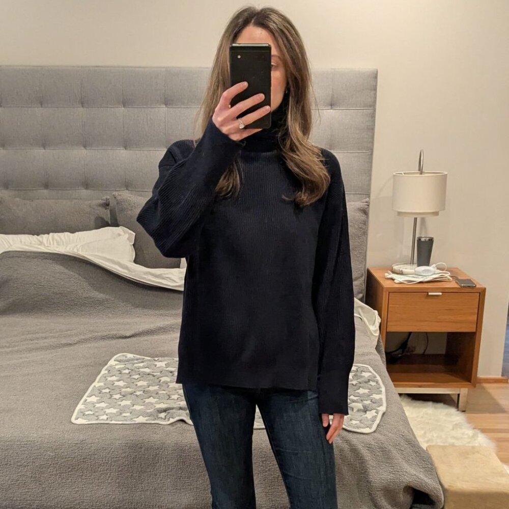 NWT Nanushka Arya Sweater Navy Funnel Neck XXS